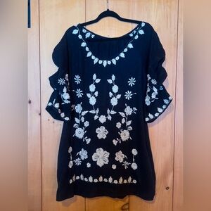 Free People Talia mini floral embroidered dress, with pockets. Super cute.